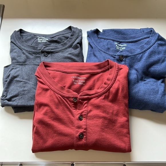 croft & barrow Other - Croft & Barrow 3 pack Henley Bundle, Dark Grey, Denim Blue, Burnt Orange XL